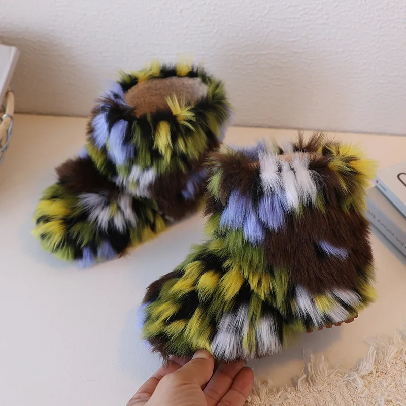 

Модные детские зимние сапоги камуфляжного цвета, зимние теплые плюшевые ботильоны для маленьких девочек, детская обувь с граффити