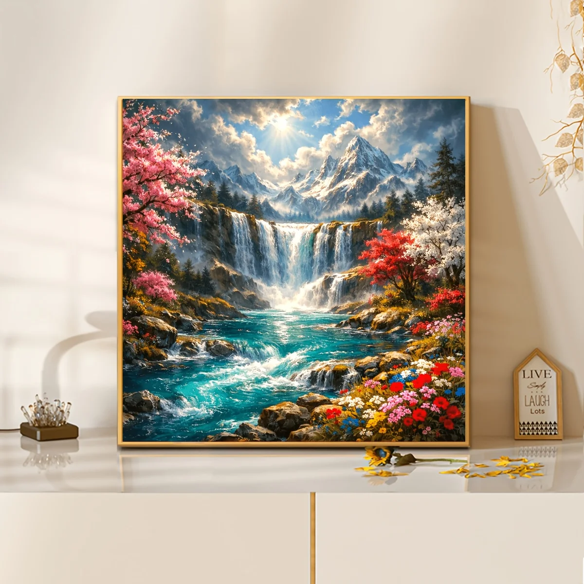 

Spring Canyon Beautiful Waterfall Jigsaw Puzzle 500/1024 PCS Friends Party Puzzle Game Home Decor Holiday Gifts
