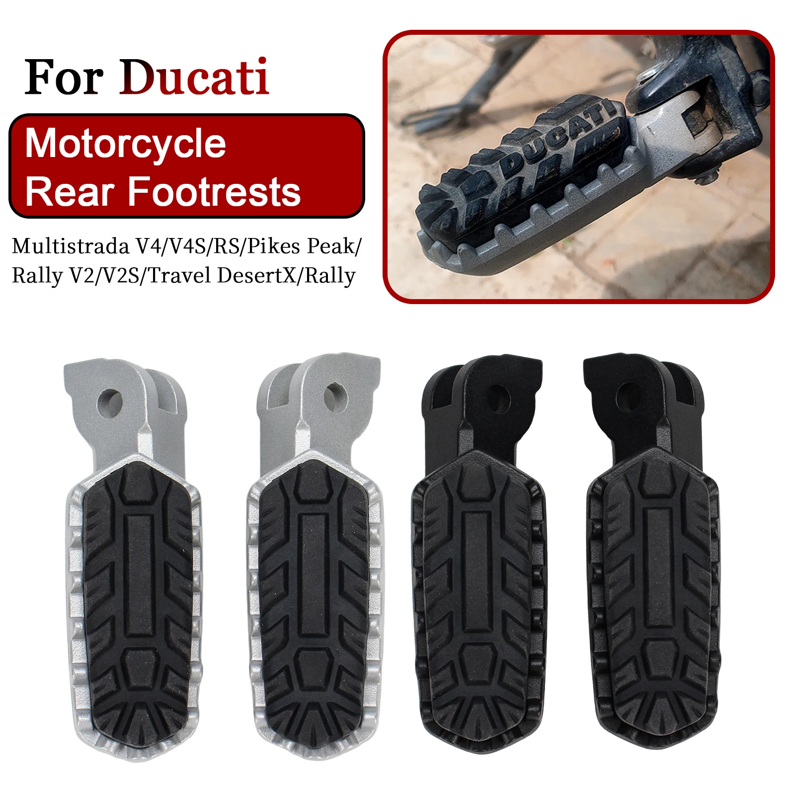 1 Pair Motorcycle Footrests For Ducati Multistrada V4/V4S/RS/Pikes Peak/Rally V2/V2S/Travel DesertX/Rally Footpegs Motor Pedals