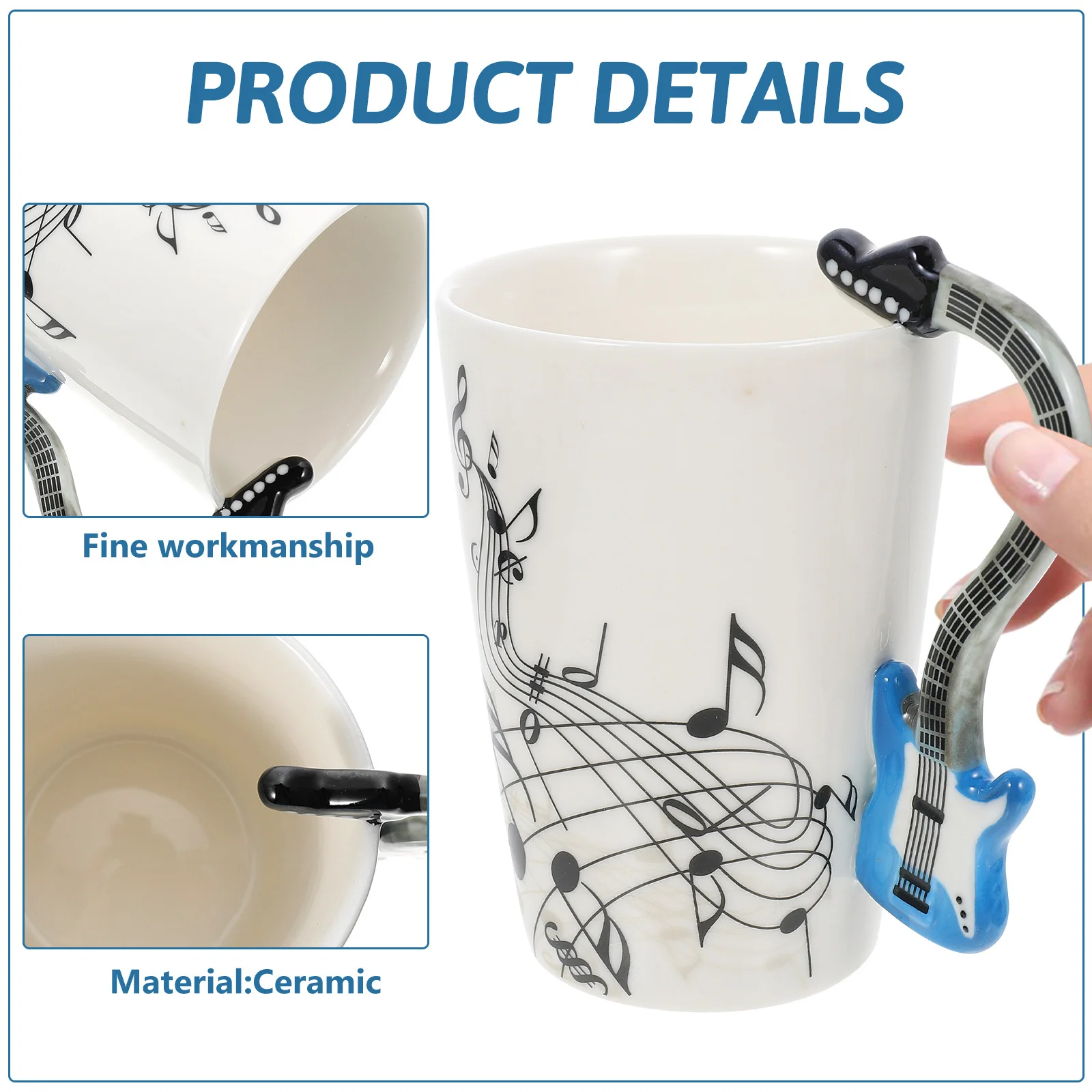 

Creative Ceramic Coffee Mug Musical Instrument Handle Perfect Capacity Lover Water Mug Office Home Cafe Drinking Cup
