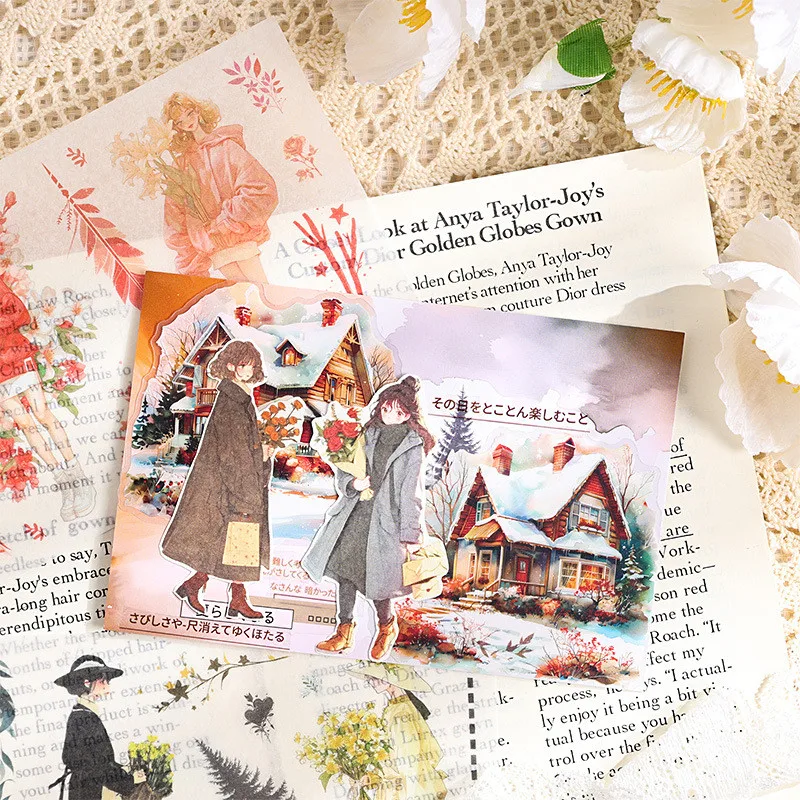 6 шт./упаковка, бумажные стикеры с рисунком девушки