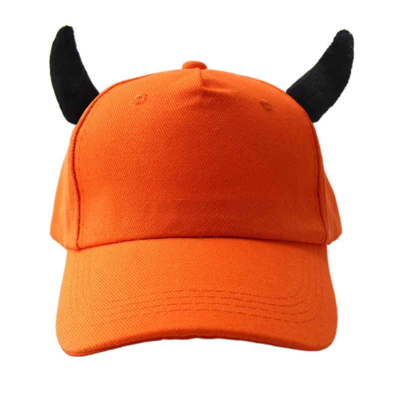 

Men and Women's Bull Horn Peaked Baseball Cap, Hip-Hop Snap-back Cap, Street Cosplay Costume Party Hats