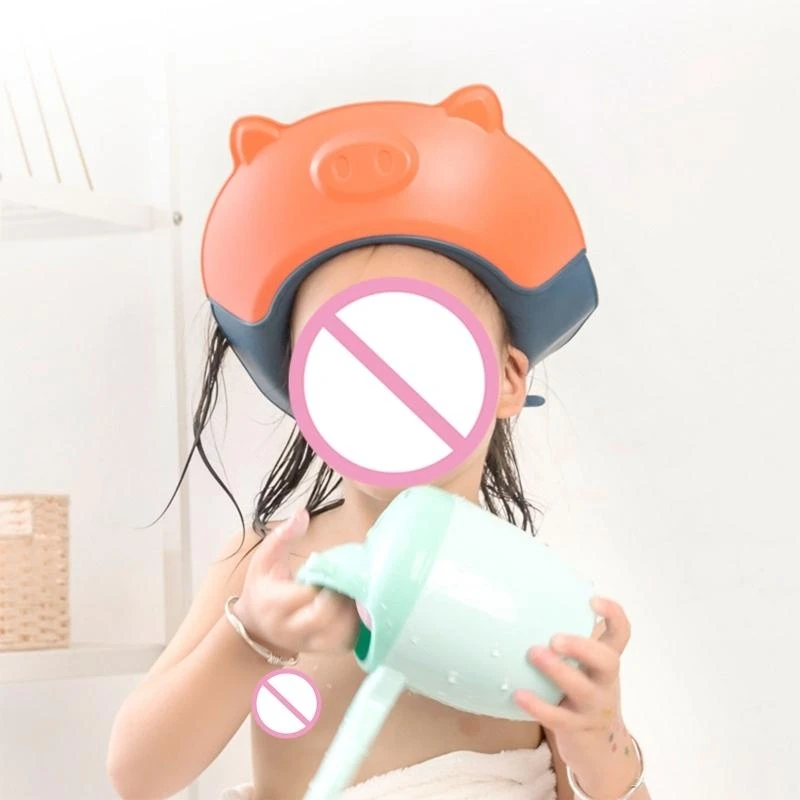 J15U قبعة استحمام الطفل قبعة الاستحمام حمام الطفل لغطاء الرأس قناع مقاوم للماء درع الشعر #4