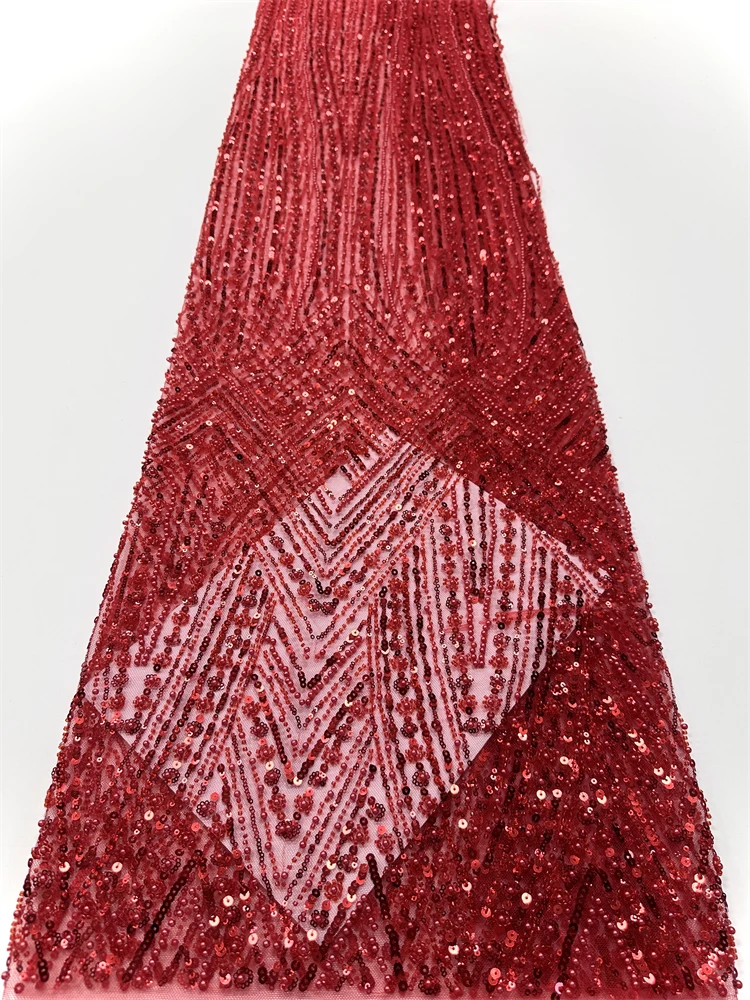 

Hot Sale Top Quality Luxury Fashion Design Fabric beads Embroidery Net Mesh Lace With Sequins For Women Wedding Party.