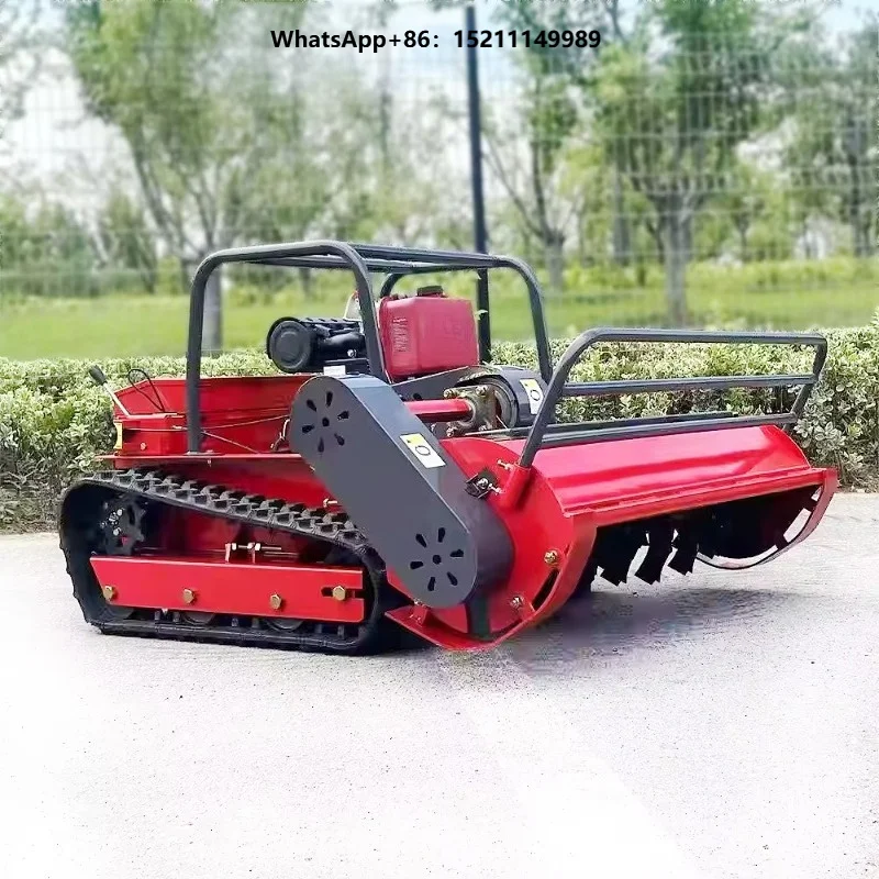 Engine All Terrain Grass Cutting Machine Agriculture Rubber Tracks Remote Control Robot Lawn Mower