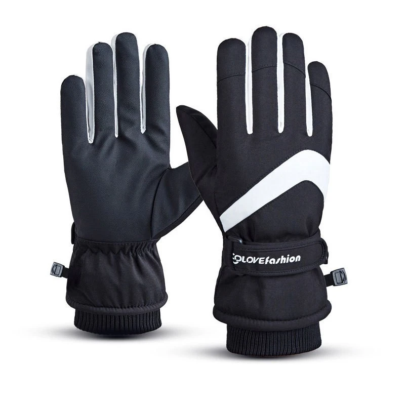 Black Winter Warm Full Fingers Waterproof Cycling Outdoor Sports Running Motorcycle Ski Touch Screen Fleece Gloves Guantes