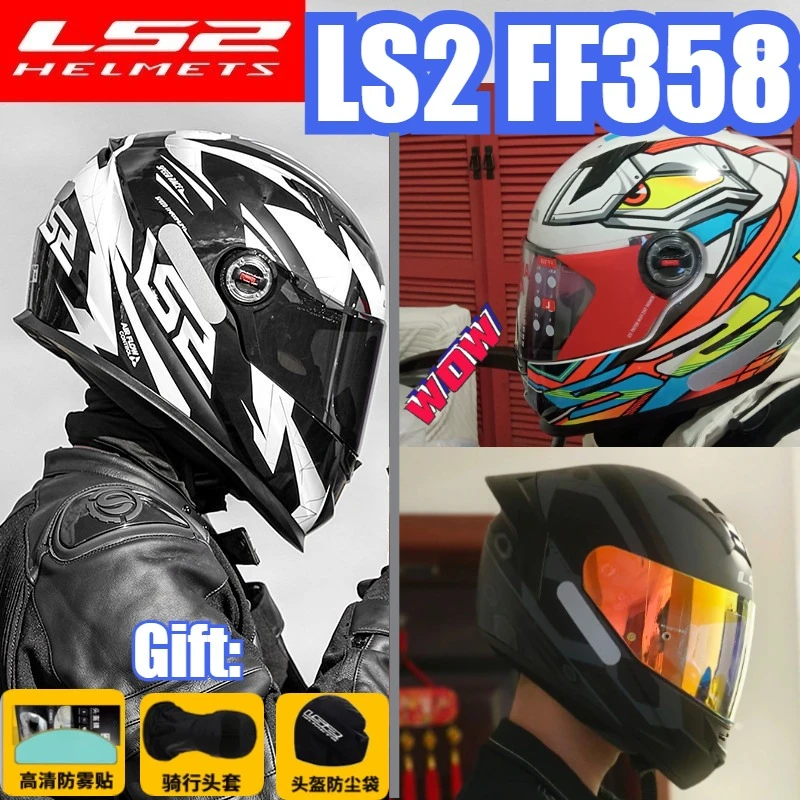 LS2 FF358 Full Face Motorcycle Helmet 3C Certified Breathable Safety Helmet For Men Women All Seasons Scooter Summer Riding