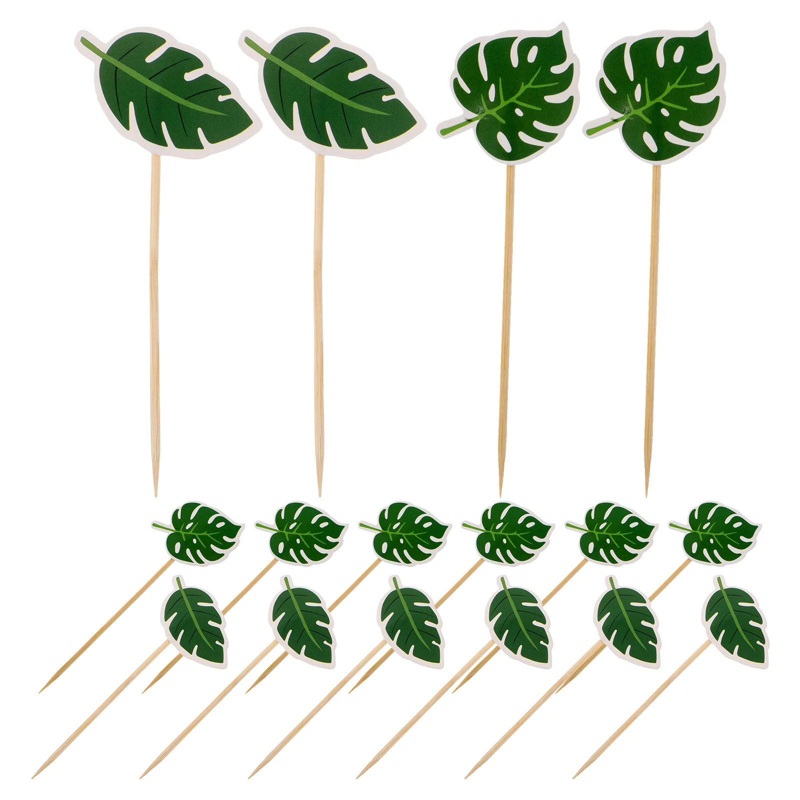 

80Pcs Green Monstera Leaf Cake Decoration Tropical Palm Leaves Cupcake Picks Jungle Hawaii Party Birthday Wedding Shower