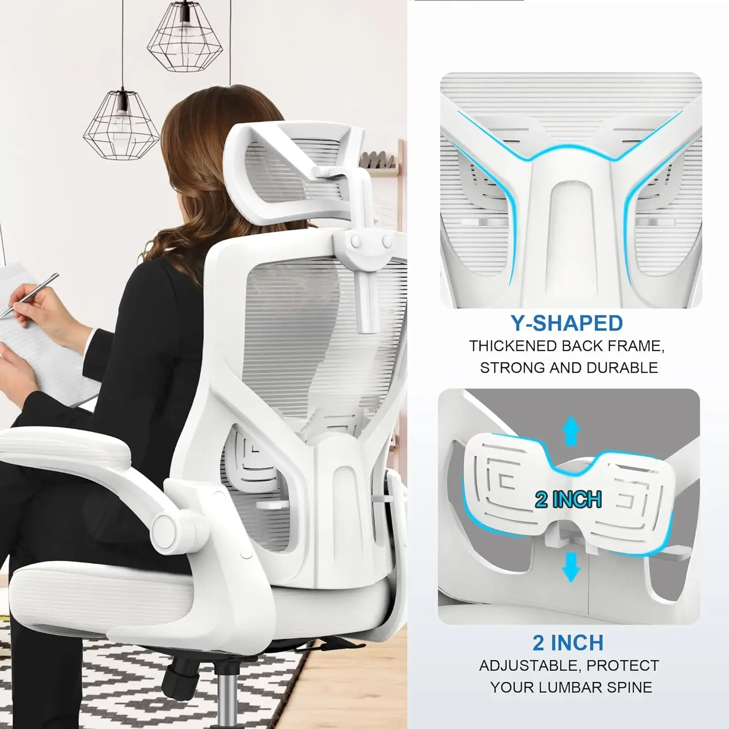 [Free Shipping, New Arrival!]Home Office Chair, Ergonomic Comfy Desk Chair, High Back Computer Chair- Adjustable Headrest with F