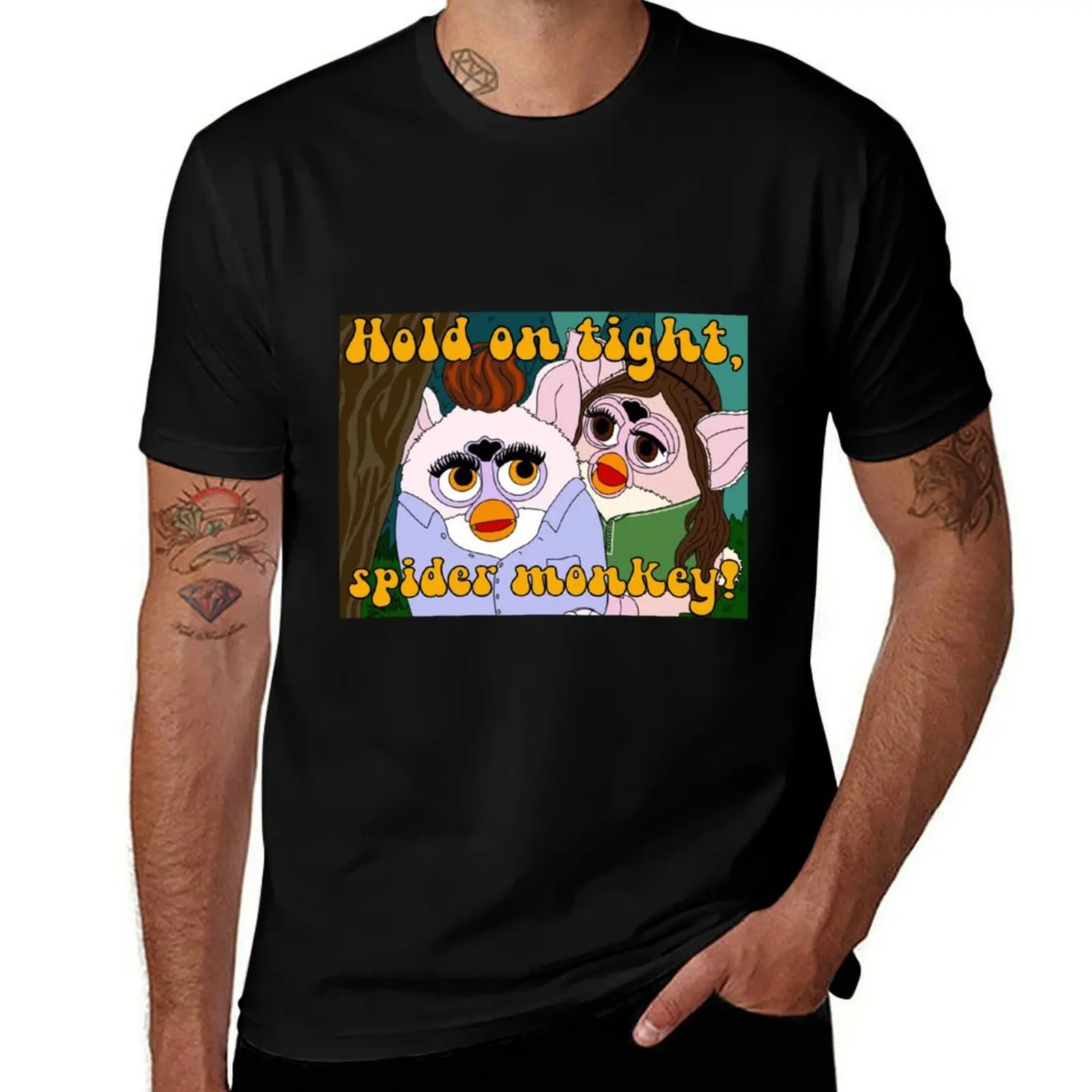 Twilight Furby Bella Swan & Edward Cullen Hold on Tight Spider Monkey (includes text) T-Shirt Big and Tall Casual T-Shirt