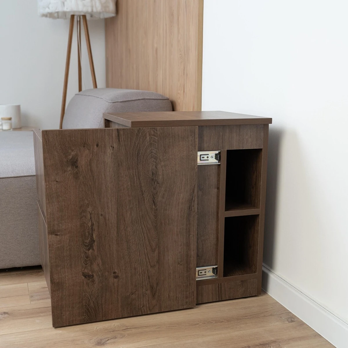 Modern Dark Walnut Nightstand With Lift Top And 3 Drawer Hidden Storage Factory Wholesale Bulk Order For Retailers