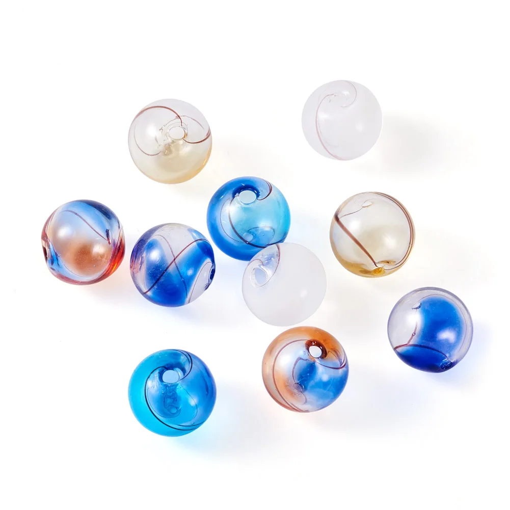 

1 Box Handmade Blown Glass Globe Beads Pattern Hollow Round Ball Bead Charms for DIY Wind Bells Earring Jewelry Making 12.5~16mm