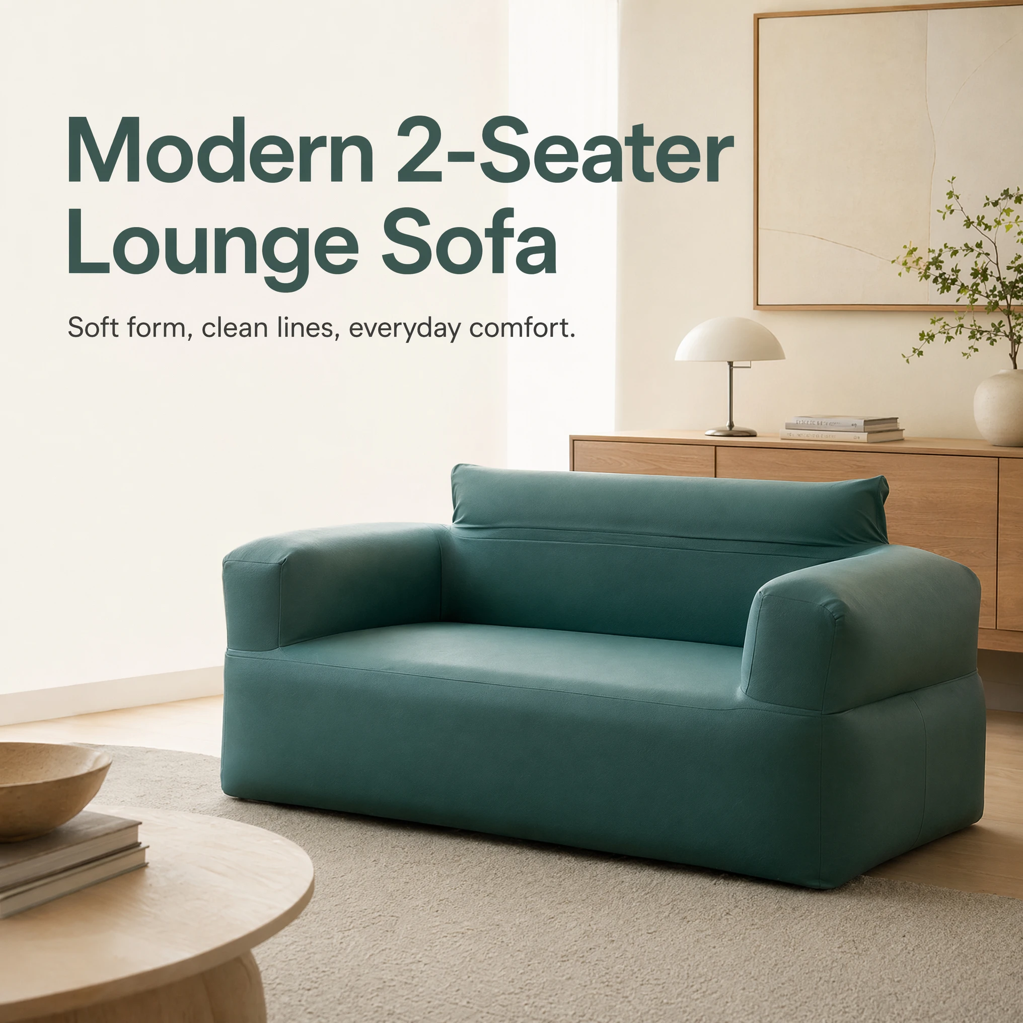 Removable Washable Cover 2 Seater Double Fabric Sofa High Elastic No Sagging Wear Resistant Couch for Small Space Bedroom