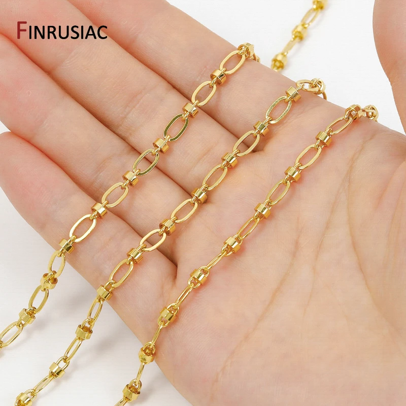 

18K Gold Plated Brass Oval Cuban Chains Big Knot Chains for DIY Necklace Bracelet Accessories Jewelry Making Findings