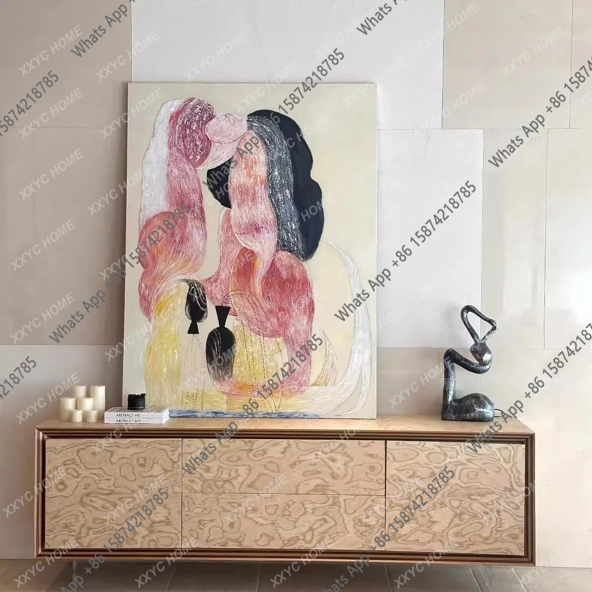 

Z Modern simple solid wood TV cabinet, locker, living room log color floor-to-ceiling storage cabinet