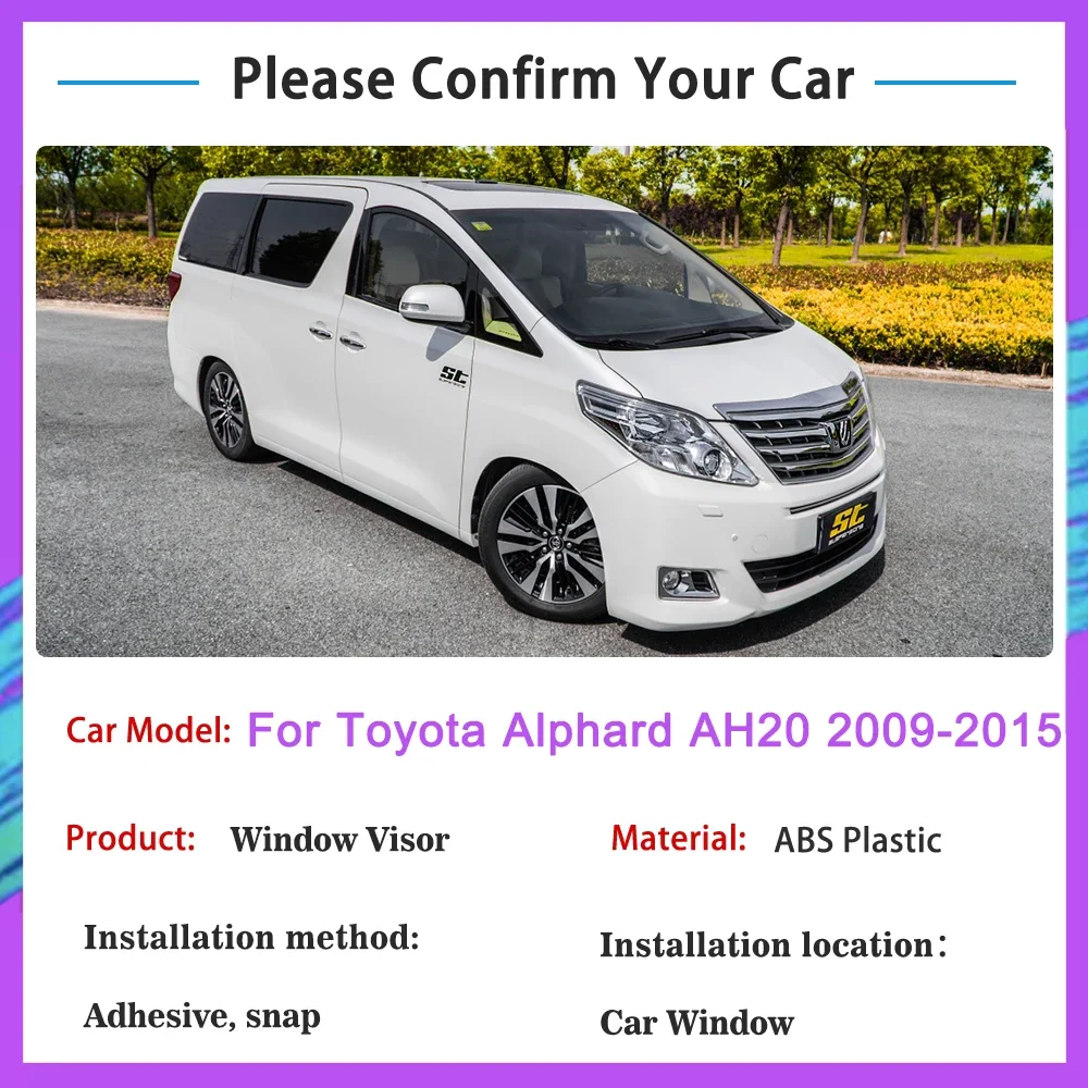 4x For Toyota Alphard Vellfire AH20 2009~2015 Sun Rain Windshield Windows Visors Deflectors Guards Cover Protector Accessories