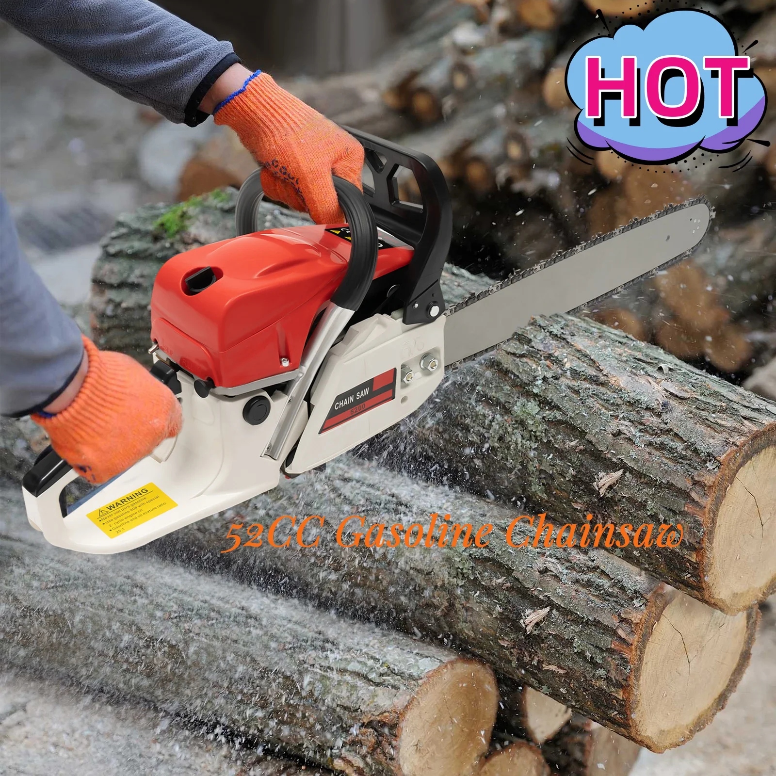 52CC Gasoline Chainsaw, Gas-powered Chainsaw, Chainsaw Cutting Wood Gas Sawing, Chain Saw Set Chainsaw for Forest Harvesting