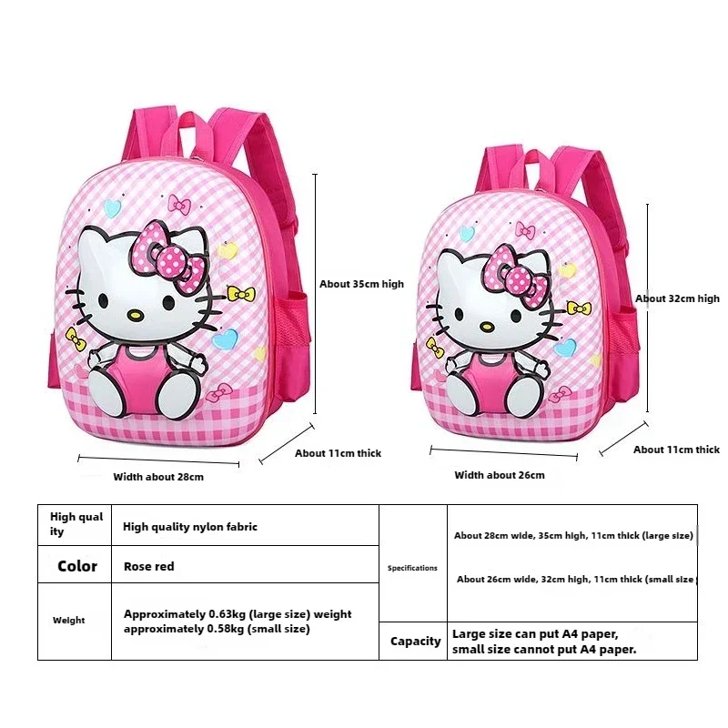 Sanrio Kawaii Hello Kitty Mini School Backpack for Student School Bag with Flashing Light Nylon Fabric Luxury Designer Bag