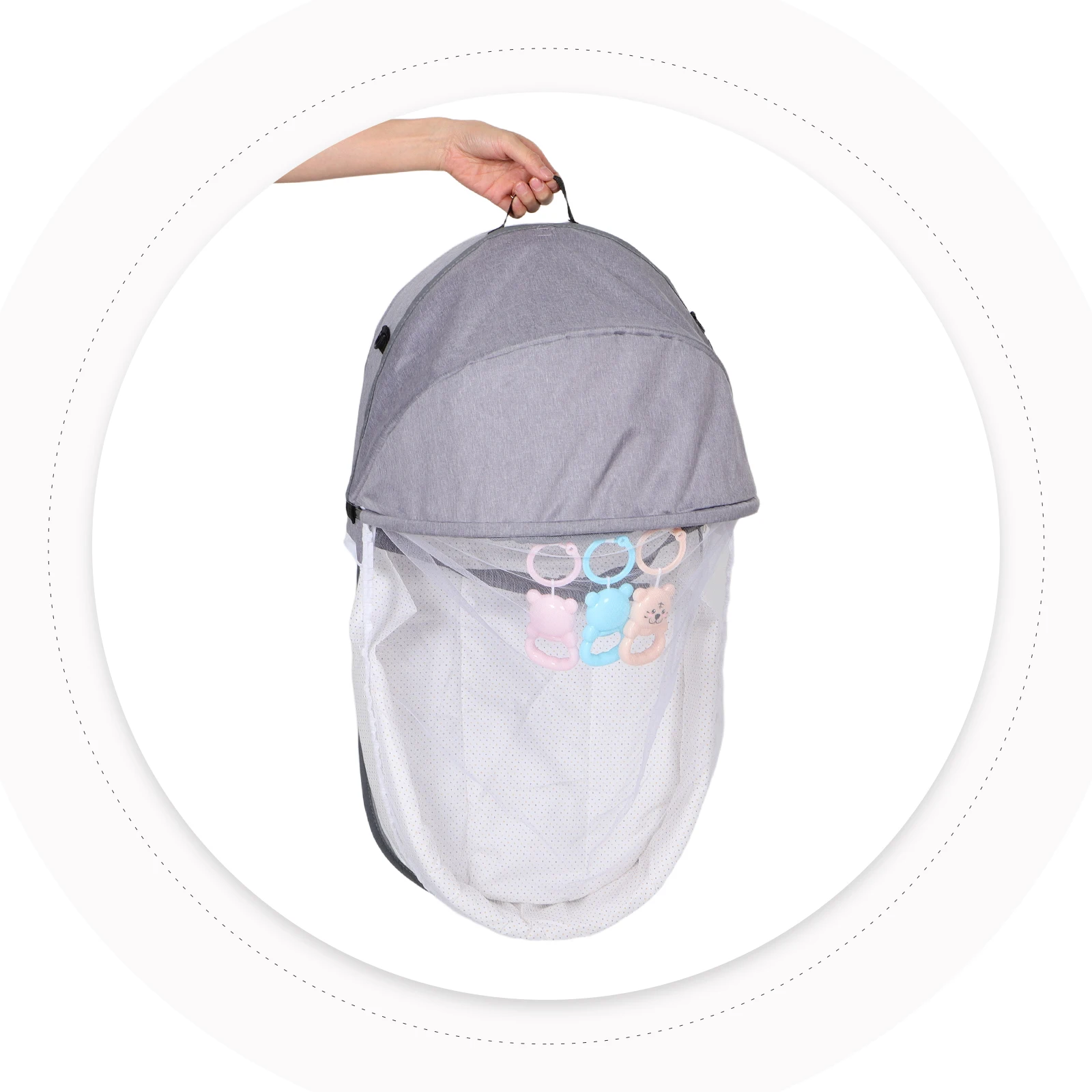 

1pcs Baby Bionic Isolation Bed Portable Bassinet Mesh Newborn Chaise Sunshade Infant Lounger Travel Lightweight Washable