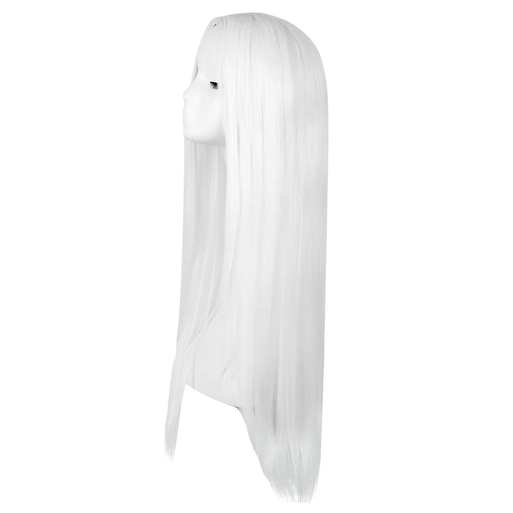 Fei-Show Costume Wig Synthetic Heat Resistant Fiber Long Straight White Hair Halloween Carnival Cos-play Events Women Hairpiece