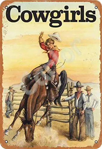 Carlor Cowgirl Western Cowboy Series Poster Chic Art Prints Advertising Painting Vintage Wall Decoration Metal Tin Sign 12 X 8