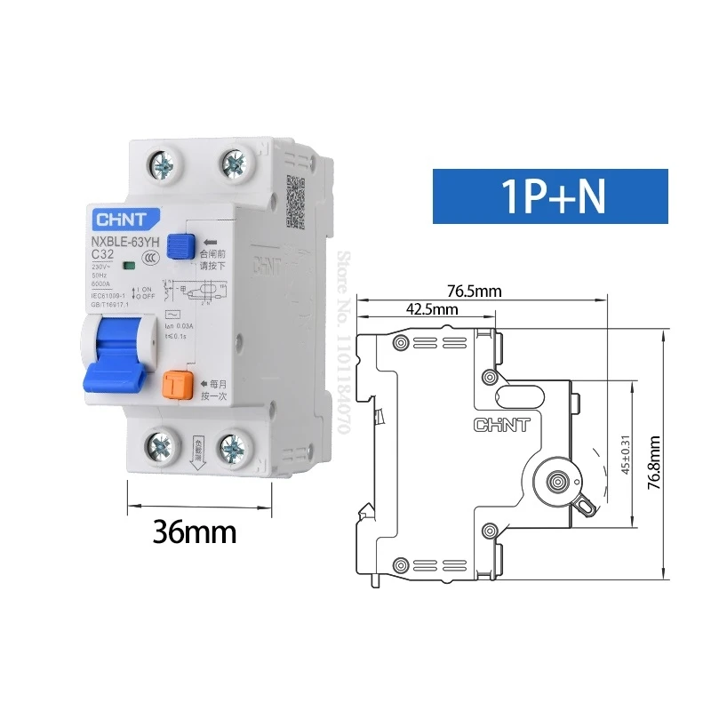 16A 32A 63A 30mA 2P 3P 4P NXBLE-63YH RCCB 230V Electronic Residual Current Circuit Breaker Differential Breaker Safety Switch