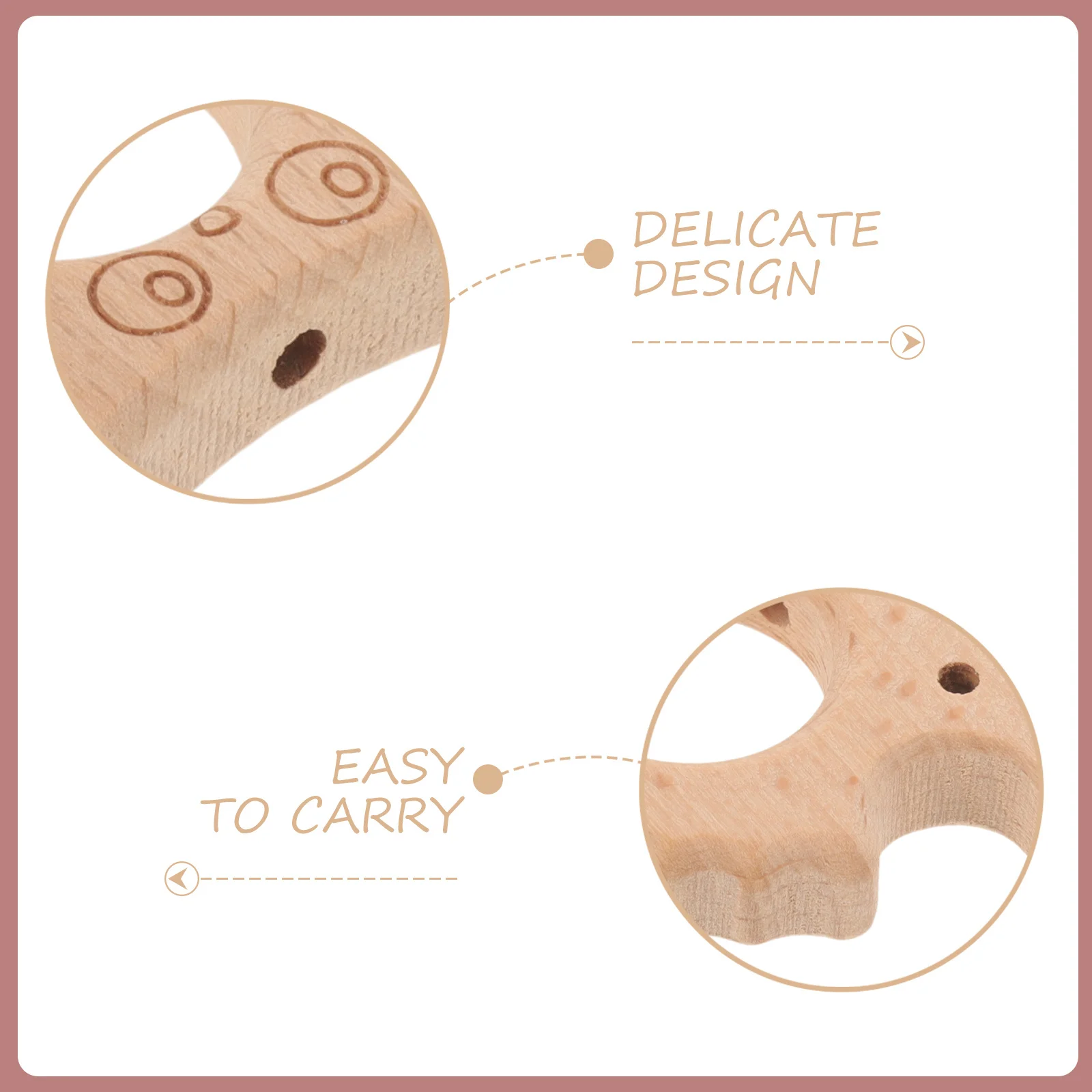 20 Uds. Mordedor de madera con forma de Animal para bebé, anillo de entrenamiento con agarre para mordedores infantiles, discos de madera para bebés