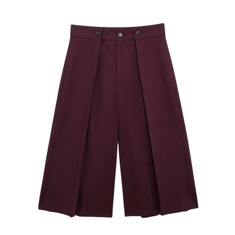 

Loose Pleated Five-Point Casual Shorts Women's Autumn American Street Fashionable High Waist Wide-Leg Suit Middle Pants