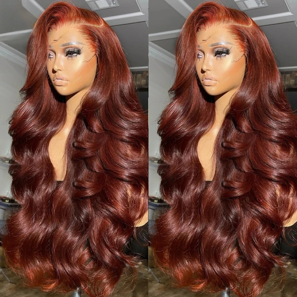 

13x4 Reddish Brown Body Wave Lace Frontal Human Hair Wig 13x6 Hd Lace Frontal Wigs Human Hair Wigs Pre Plucked 5x5 Closure Wig