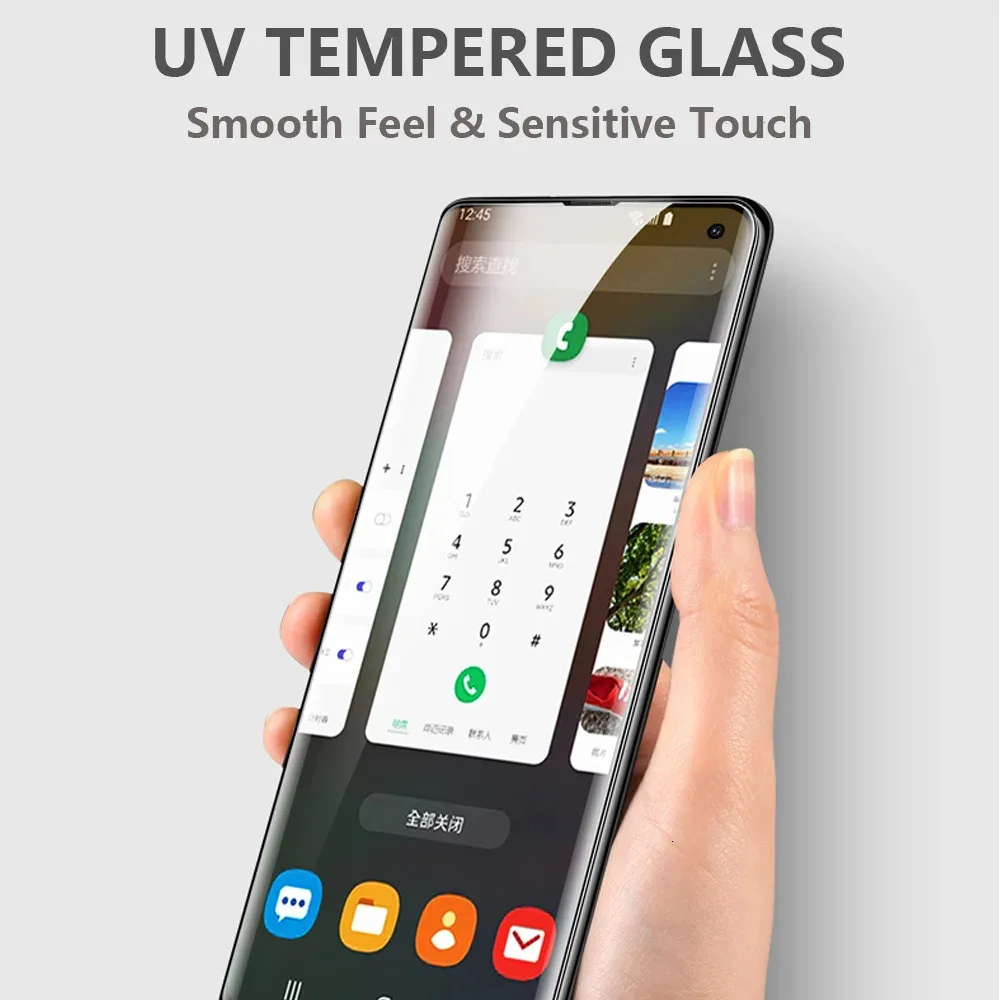 10D UV نانو السائل الغراء الكامل الزجاج المقسى لسامسونج غالاكسي S7 EDGE S8 S9 S9 S10 PLUS نوت 8 9 غطاء كامل حامي الشاشة
