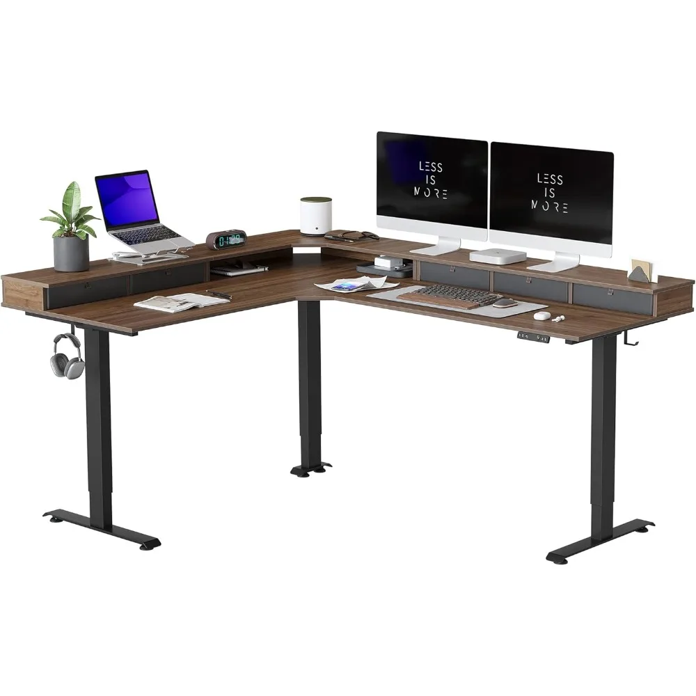 

75", 265lbs Load Capacity, L Shaped Standing Desk with Drawers,Reversible Electric Standing Gaming Desk Adjustable Height,Corner