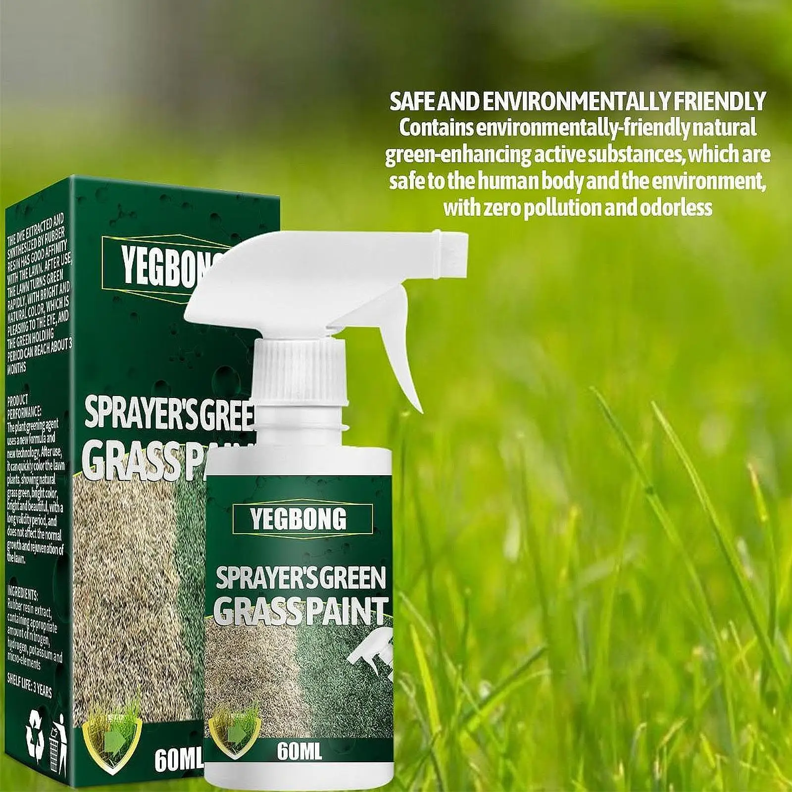 60ml Green Lawn Spray Grass Paint Lawn Maintenance Lawn Care, Easy to Use Grass Dye, Turf Colorants for Garden Lawn Yard