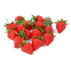 6pcs Artificial Strawberries Lifelike Red Realistic Plastic Strawberries Artificial Fruit For Home Kitchen Party Decoration