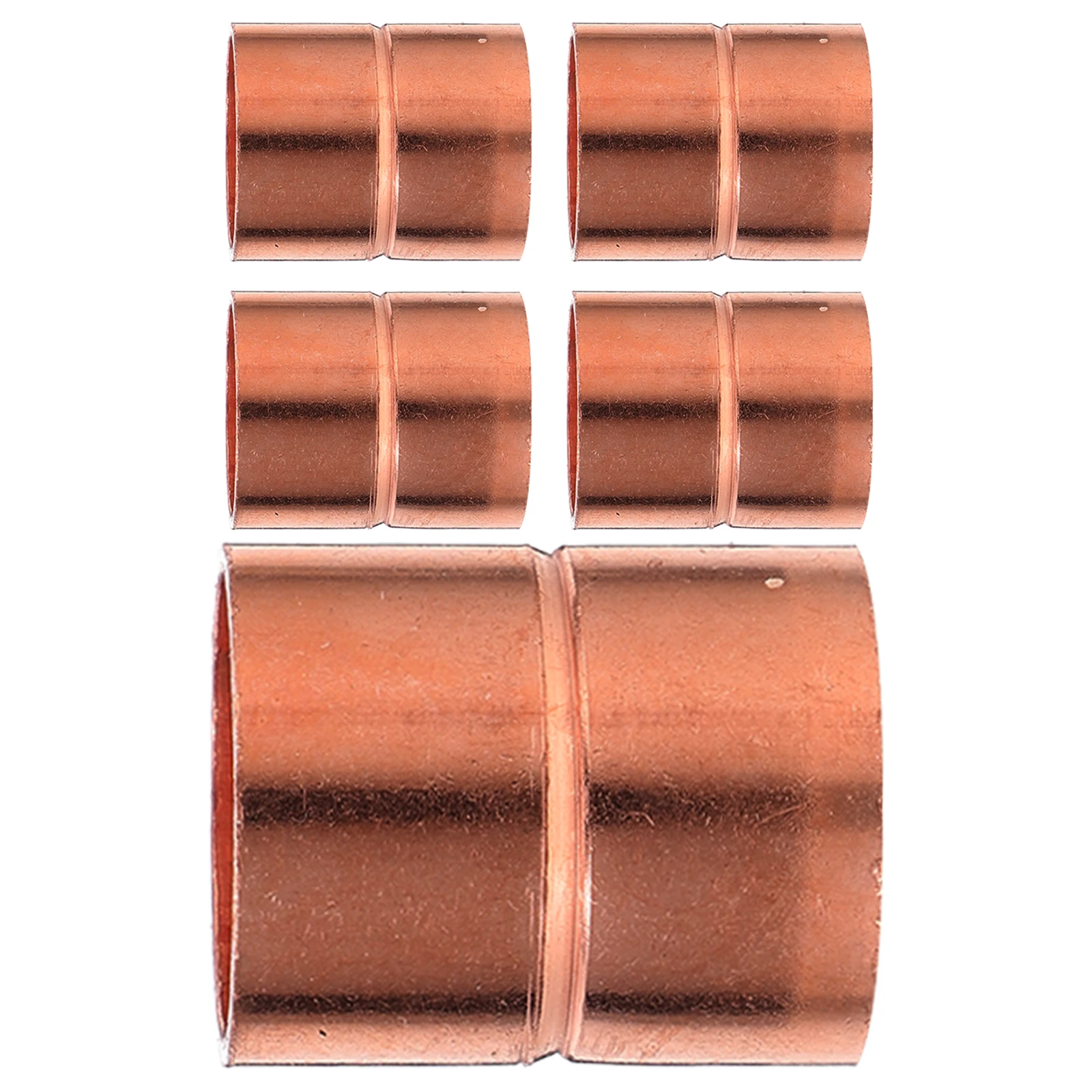 

5pcs Straight Copper Coupling Fittings For Hvac Copper Pipes Corrosion Resistant Reliable Connection Plumbing Air Conditioning