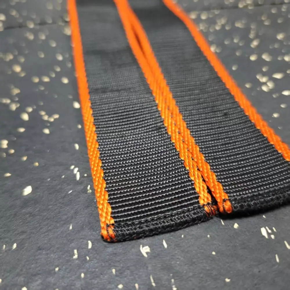 

1 Pair Orange&Black Fitness Lifting Straps Non-slip Wear-resistant Weightlifting Wrist Wraps Adjustable Durable