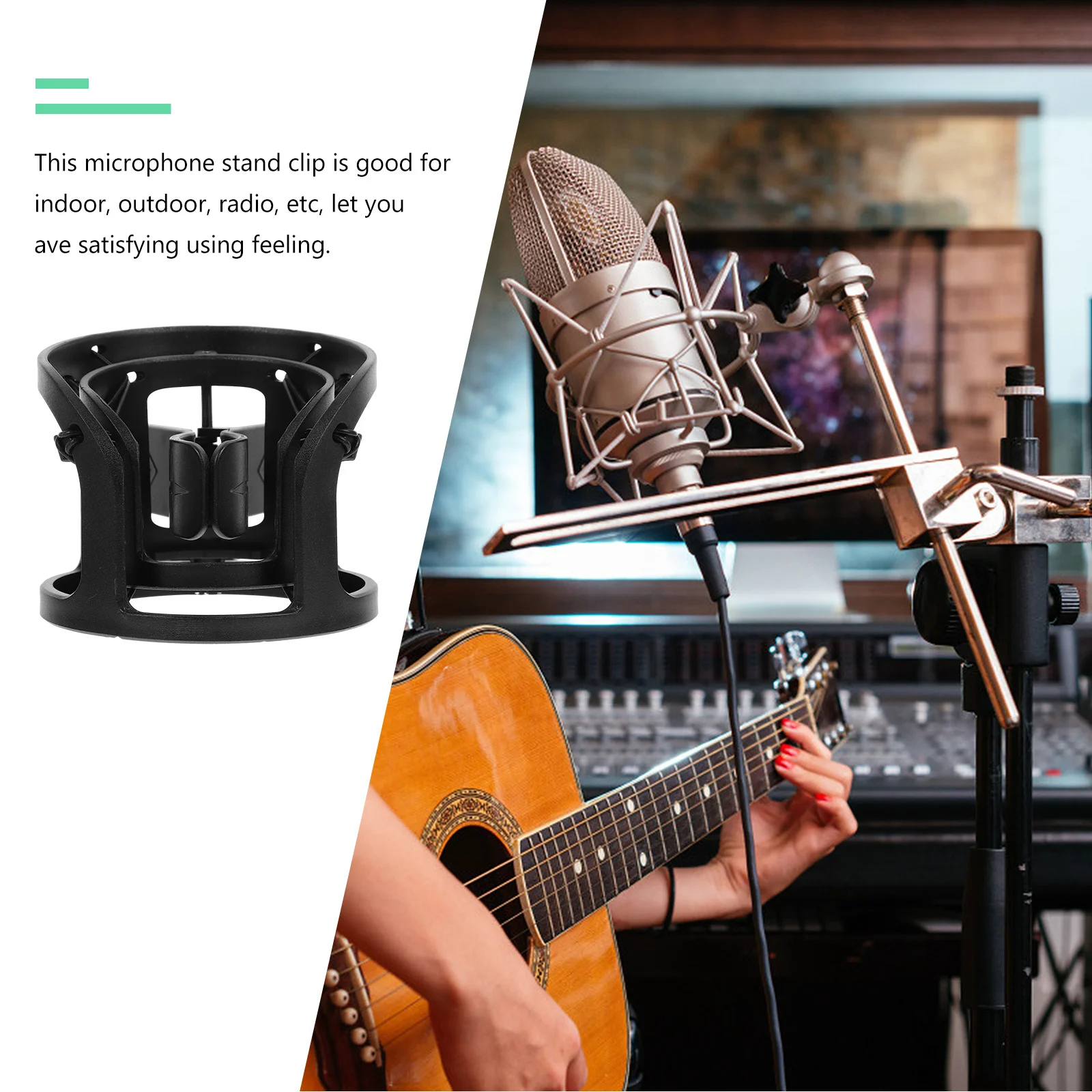 

Universal Mic Stand Clip Sturdy Plastic Anti-Vibration Microphone Holder Adjustable Mic Clamp For Handheld Mics Outdoor