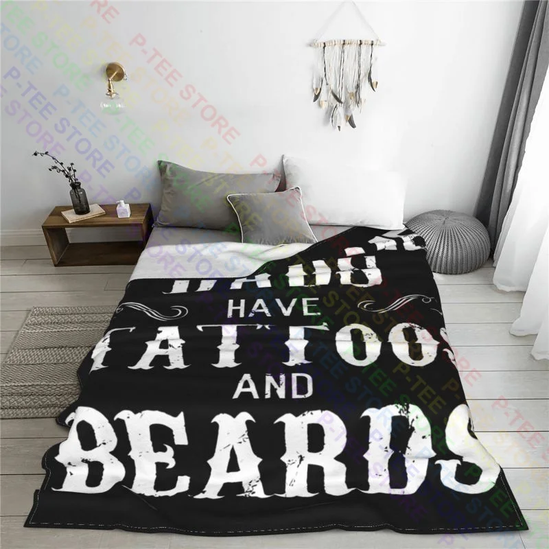 Awesome Dads Have Tattoos And Beards Blanket Shaggy For Bed Four Seasons Bedding Supply For Sofa Bedroom