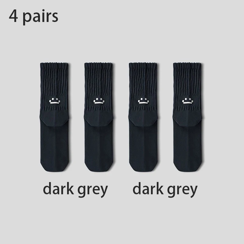 4 Paar Herren-Arbeitssocken aus Baumwolle, lange, atmungsaktive Knöchel-Crew-Socken, Freizeitsocken für Herren, Radsocken – Detail 10