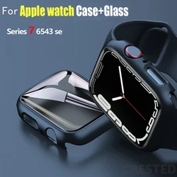 Verre et couvercle pour Apple Watch, 45mm 41mm 44mm 40mm 42mm 38mm iWatch 8 3 6 SE, protecteur d'écran Apple Watch série 7, accessoires