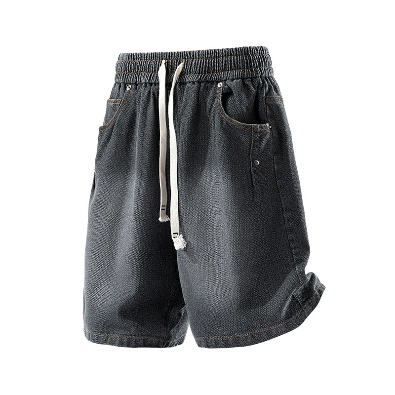 2026 Summer New Loose Casual Versatile Casual Elastic Waist Washed Denim Shorts Men