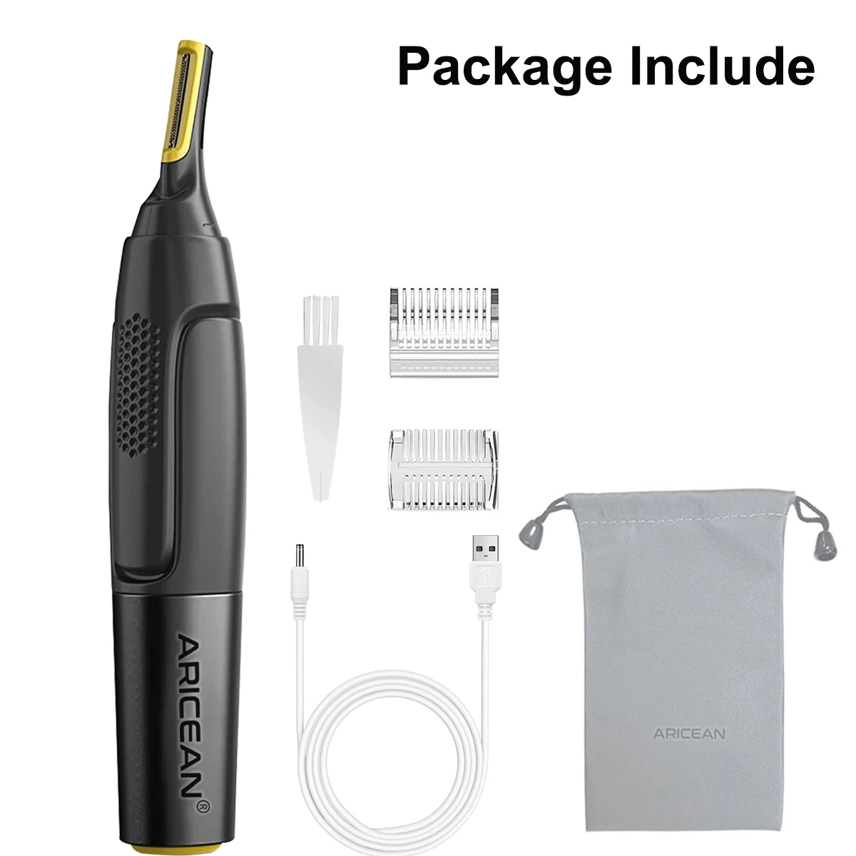 ماكينة تشذيب شعر الأنف والأذن، ماكينة تشذيب شعر احترافية للرجال والنساء مع ضوء LED