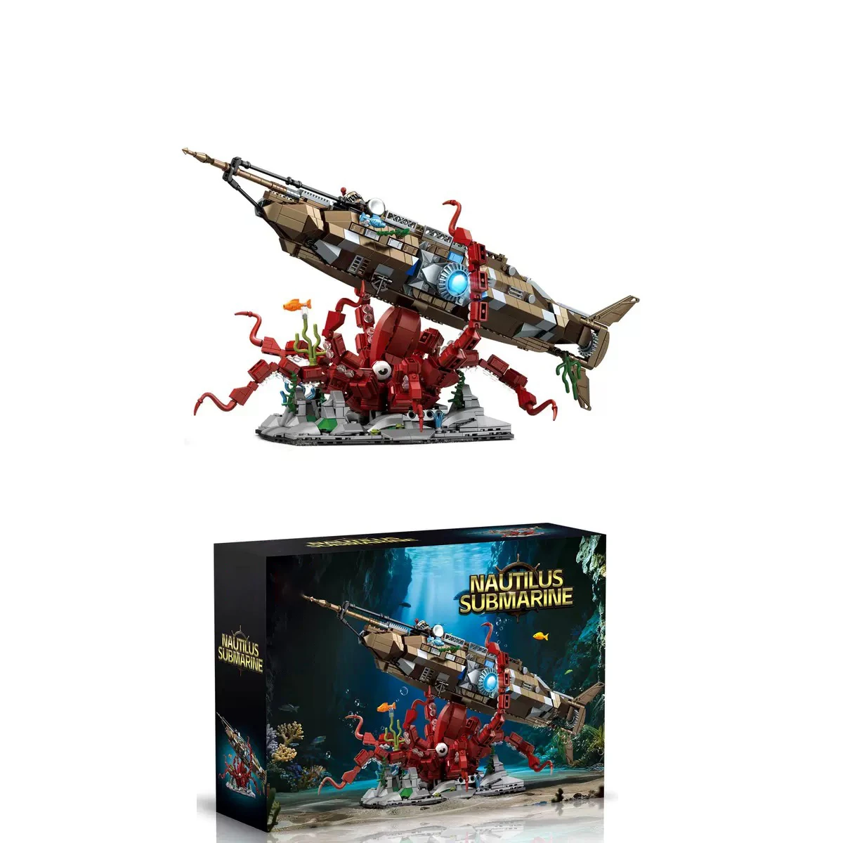 Ensemble de blocs de construction sous-marins Nautilus 7078, assemblage de modèles, jouet de bricolage, ornement, jouet de maison, décoration, cadeau d'anniversaire pour enfants