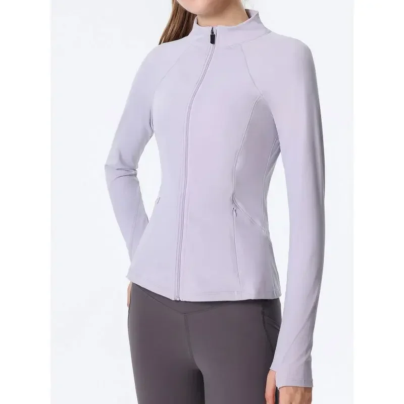 

Autumn Yoga Coat Comfortable Slimming Top Elasticity Quick-dry Women's Sports Jacket Women Long Sleeves Zipper Running Coat