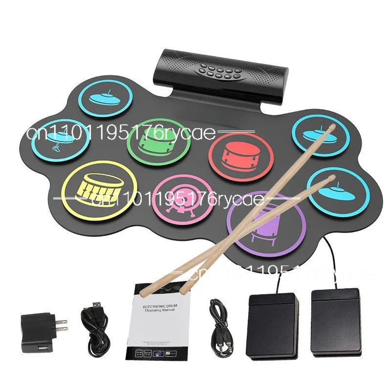 Hand roll drum kit bluetooth portable drum children beginner home practice strike drummer