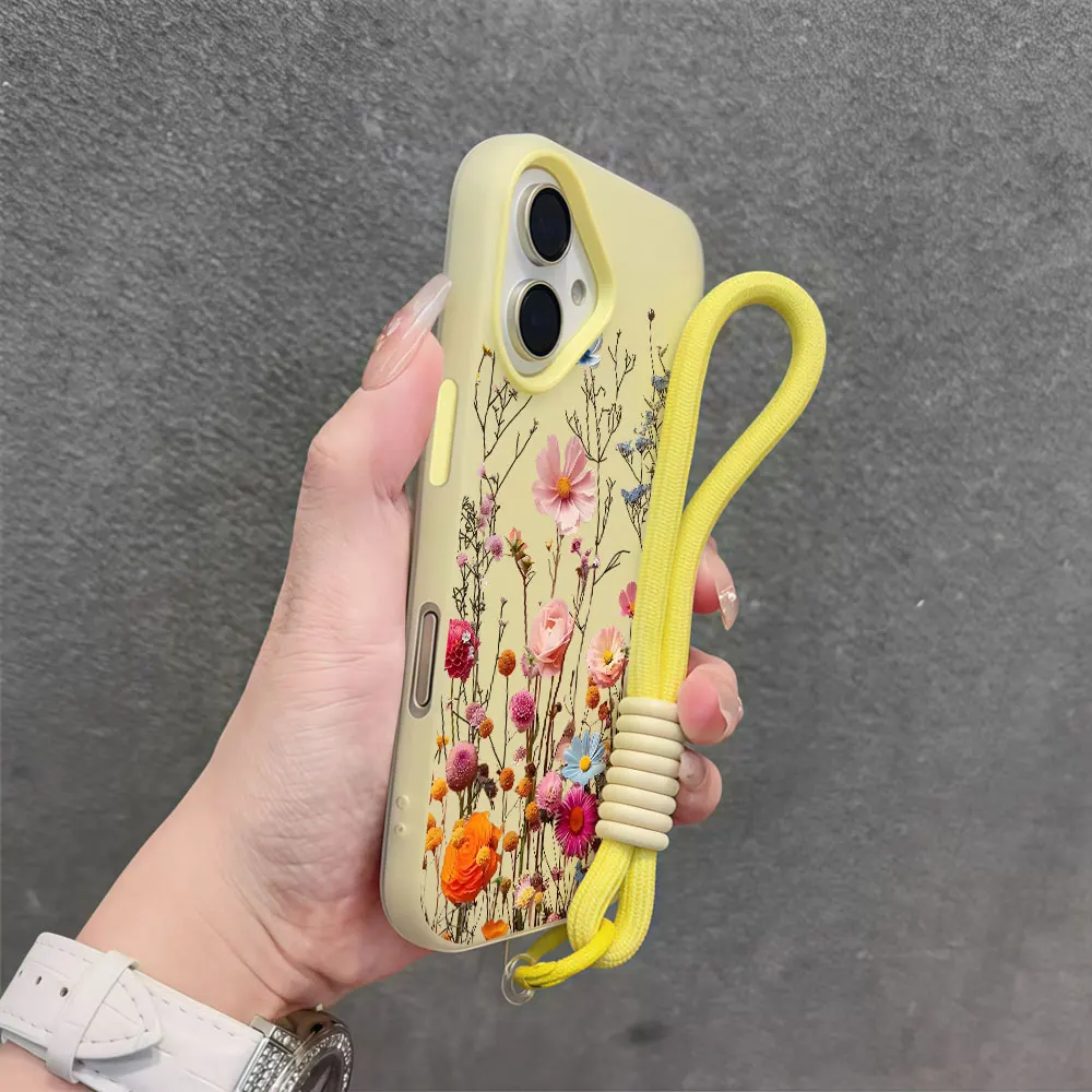 Lanyard Colorful Floral Phone Case For Samsung Galaxy S26 S25 S21 S24 S23 Ultra Plus A56 A37 A36 A54 Wrist Strap Lanyard Cover view 6