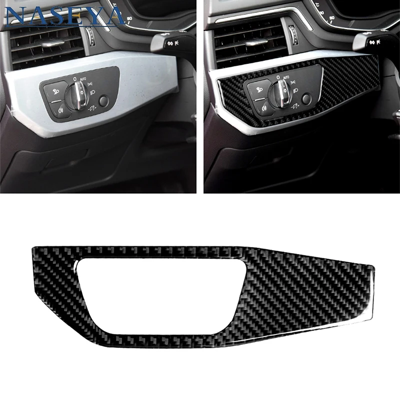 

Carbon Fiber Driver Side Headlight Switch Stickers For Audi A4 B9 RS4 S4 2017 2018 2019 Car Interior Decorative Accessories