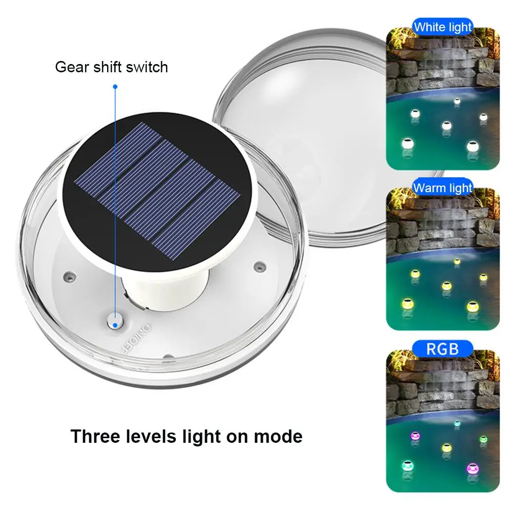 Solar Float Light 3 tryby regulowana zewnętrzna wodoodporna lampa nocna na basen słoneczna lampa pływające kulki do ogrodu na podwórku