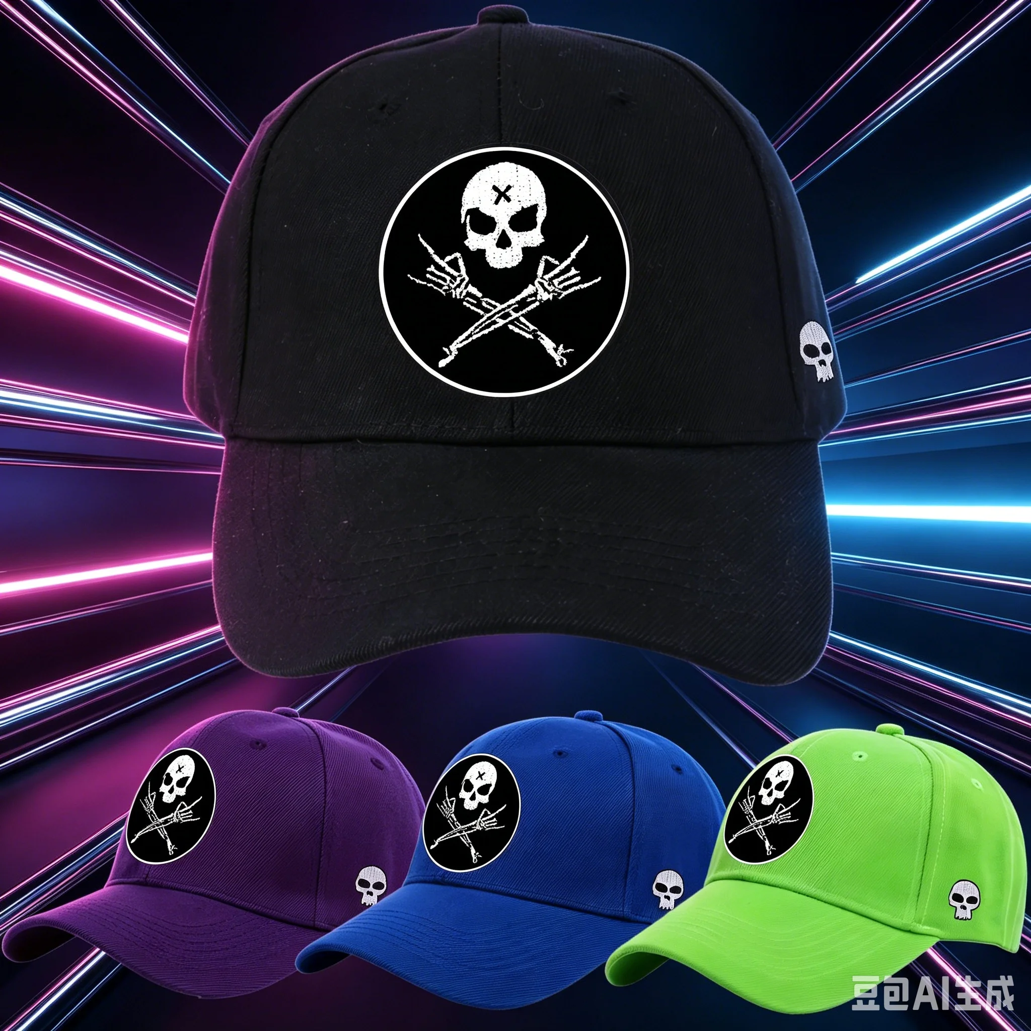 

2026 Summer Multi Color Curved Brim Hat, Cool Pirate Style Skull and Crossbones Print Streetwear Daily Baseball Cap kids