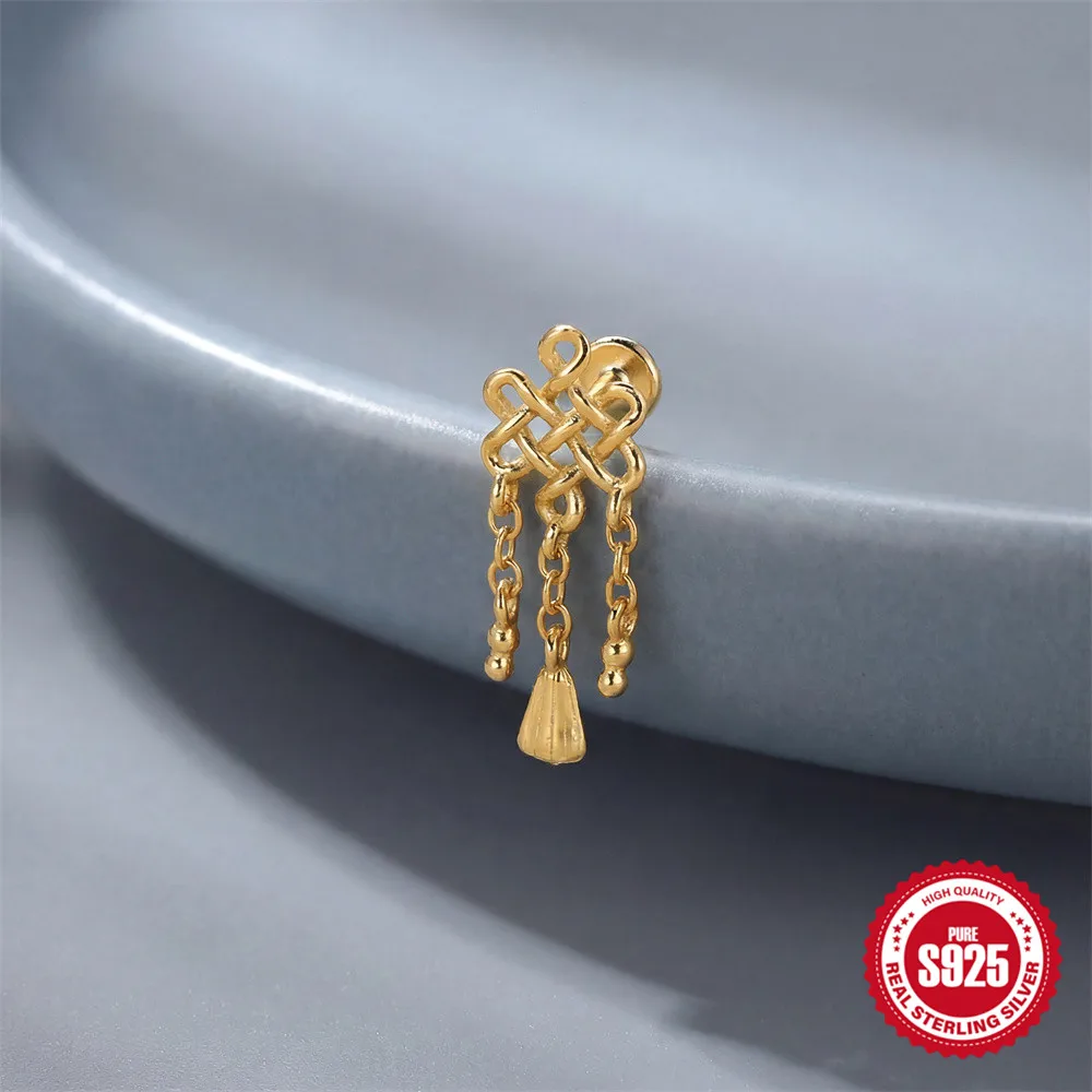 CANNER 925 Sterling Silver Gothic Style Morning Glory/Shiny Line Piercing Earrings For Women Flower Flat Back Party Jewelry Gift view 5