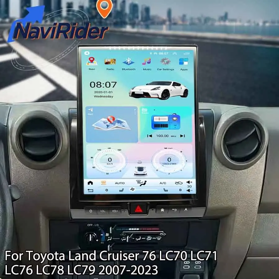 

12-дюймовый мультимедийный проигрыватель для Toyota Land Cruiser 76 LC70 LC71 LC76 LC78 LC79 2007-2023, автомобильная стереосистема с GPS и Android-навигацией